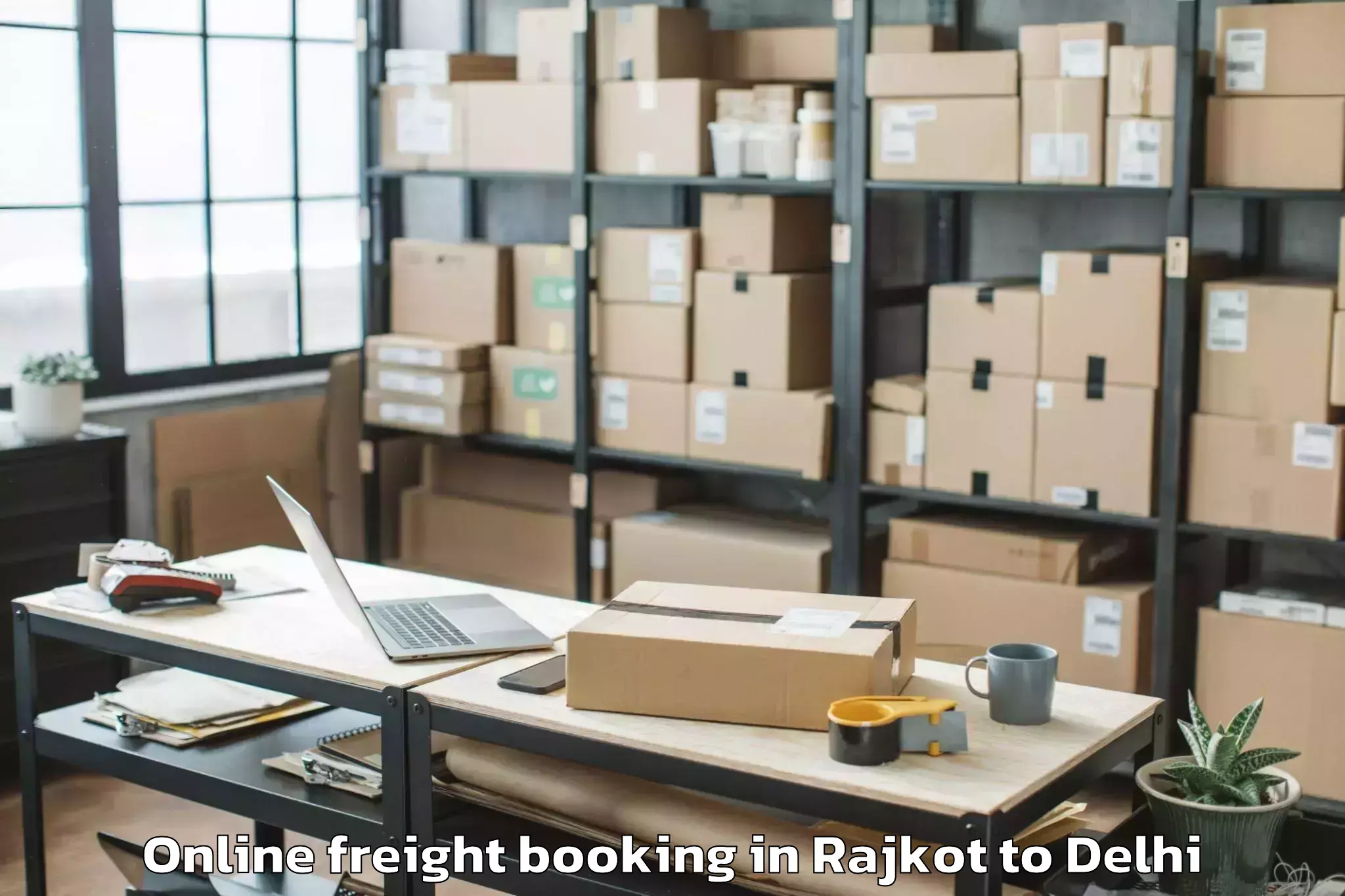 Easy Rajkot to Naraina Industrial Estate Online Freight Booking Booking